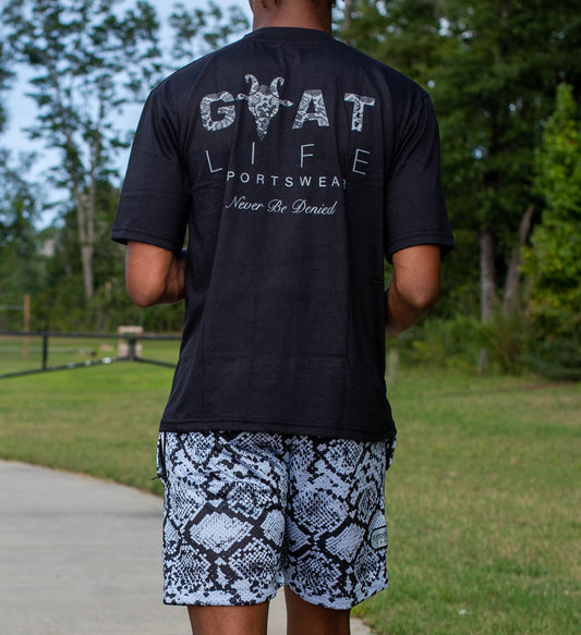 O/S SNAKE PRINT TEE - BLACK/GREY